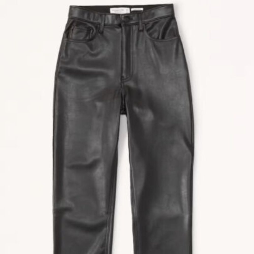 Abercrombie and Fitch Vegan Leather Ankle Curvy Straight Pant Black - FCM29